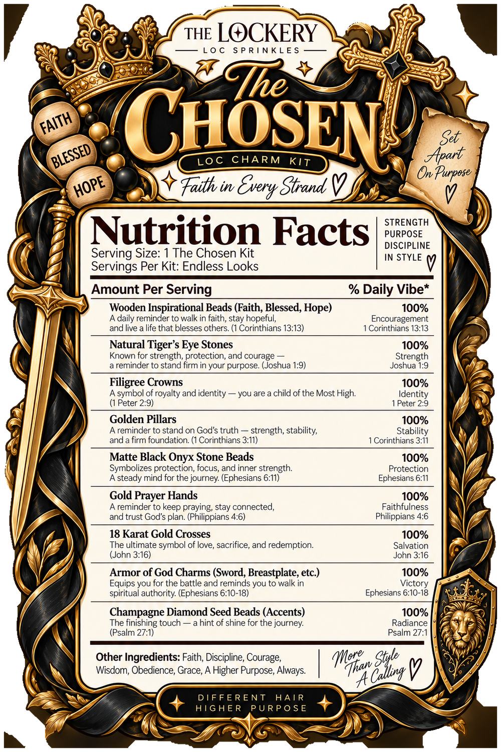 The Chosen Collection loc charm kit nutrition facts