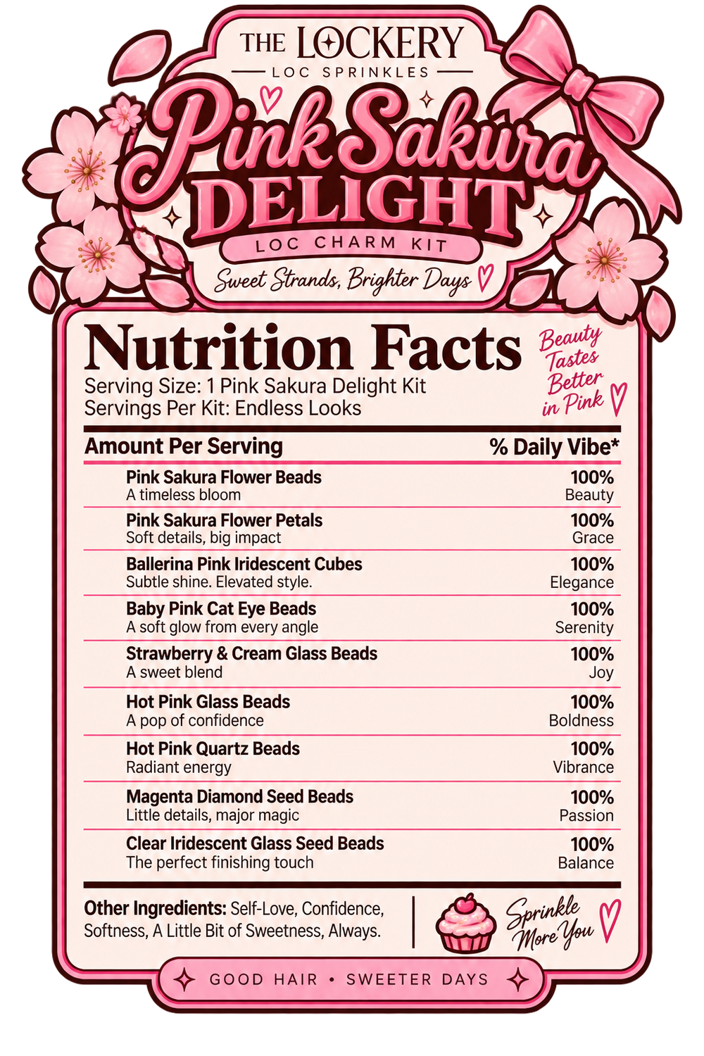 Pink Sakura Delight loc charm kit nutrition facts