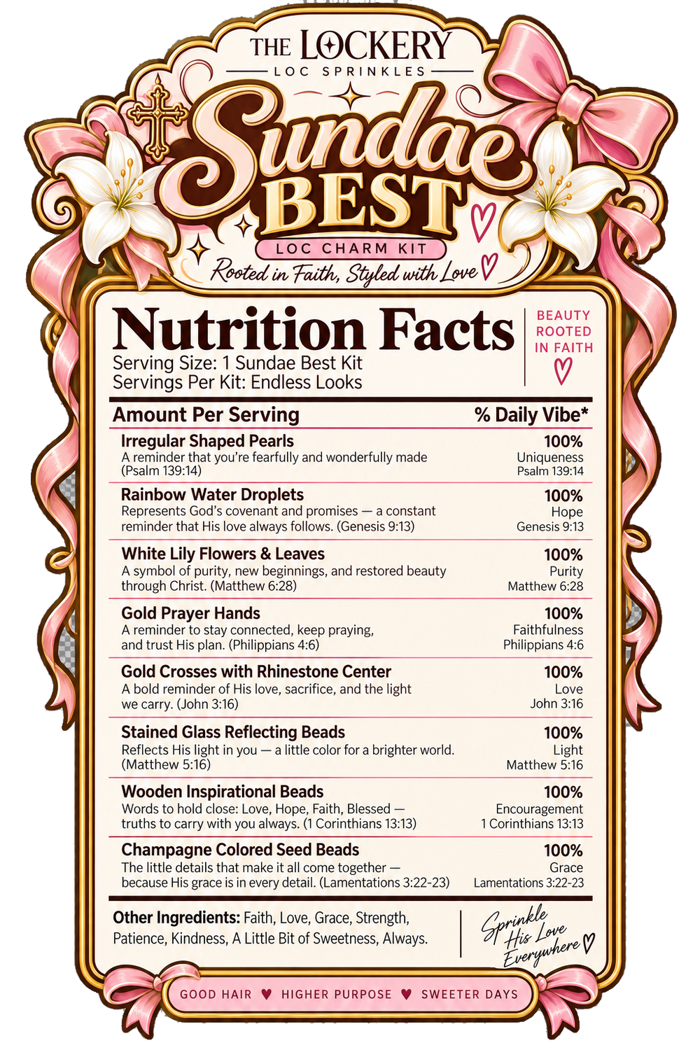 Sundae Best loc charm kit nutrition facts